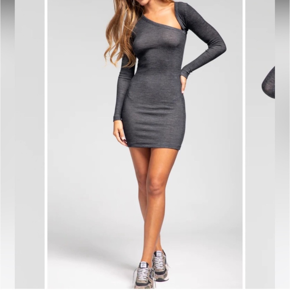 NEVER WORN | John Elliott | Tubular Merino Asymmetrical Dress | Charcoal - XS/S